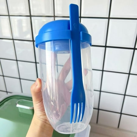 

Keep Fit Salad Meal Shaker Cup with Fork Portable Fruit and Vegetable Salad Cups Container with Fork & Salad Dressing Holder