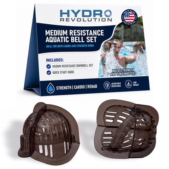 AquaLogix Medium Resistance Aquatic Bell Set - Smoke | Aquatic Dumbbells | Quick Start Guide | Water Weights | Strength, Cardio & Toning Muscle | Durable Polycarbonate | Pair (MRPCBELL)
