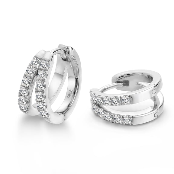 High Quality 925 Sterling Silver Moissanite Hoop Earrings D Color Round Cut Earrings for Women