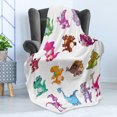 thumbnail image 4 of Jurassic Soft Flannel Fleece Throw Blanket, Dino's Dinosaurs Extinction Funny Comic Child Nursery Cartoon Illustration, Cozy Plush for Indoor and Outdoor Use, 60" x 80", Multicolor, by Ambesonne, 4 of 5