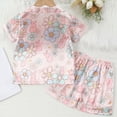 thumbnail image 4 of TOWED22 Infant Toddler Baby Girl Summer Clothes Bow Embroidery Short Sleeve T Shirts Top Shorts 2 Piece Summer Outfits Set(Light Pink,2-3 Y), 4 of 8