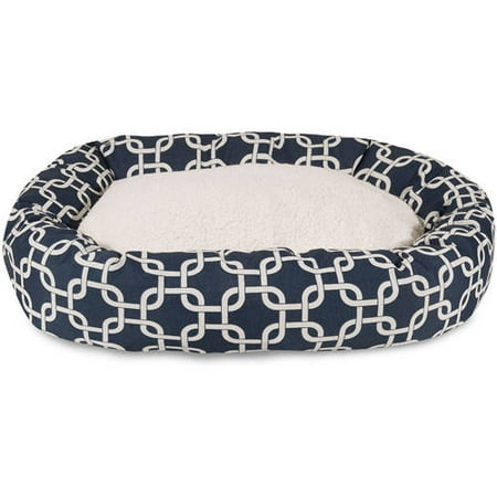 Majestic Pet Links Sherpa Bagel Dog Bed - Navy Blue - 24in