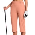 thumbnail image 2 of Charella Women's Yoga Capris Straight Leg Casual Split Elastic Waist Stretch Workout Pants with Pockets S-3xl (3XL, Pink), 2 of 7