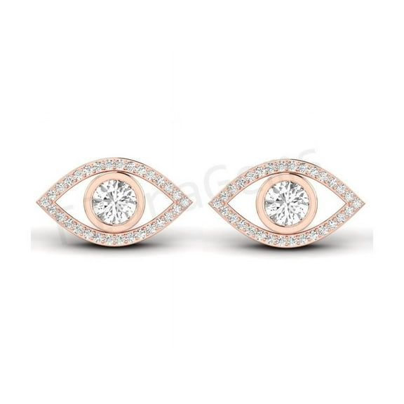 Evil Eye Stud Earrings for Women 14K Rose Gold Plated Over 925 Sterling Silver Gift For Women