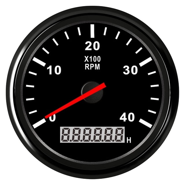 85mm Car Boat Tacho Sensor Marine Tacho Meter with LCD Hourmeter 3000 4000 6000 8000 RPM Boat Tachometer 12V/24V Red Backlight ,Wide Applicability