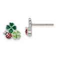 thumbnail image 1 of 925 Sterling Silver Ladybug Clovers Childrens Stud Earrings Ball Button Animal Insect Good Luck, 1 of 6