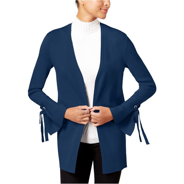 Suéter tipo Cárdigan I-N-C con Adornos y Puños Anudados para Mujer Azul Extragrande
