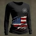 thumbnail image 2 of Women's Patriotic Long Sleeve T-Shirts 250th Anniversary American Flag Gradient Print Crewneck Slim Fit 4th of July Casual Tops , #01 Black, XXL, 2 of 3
