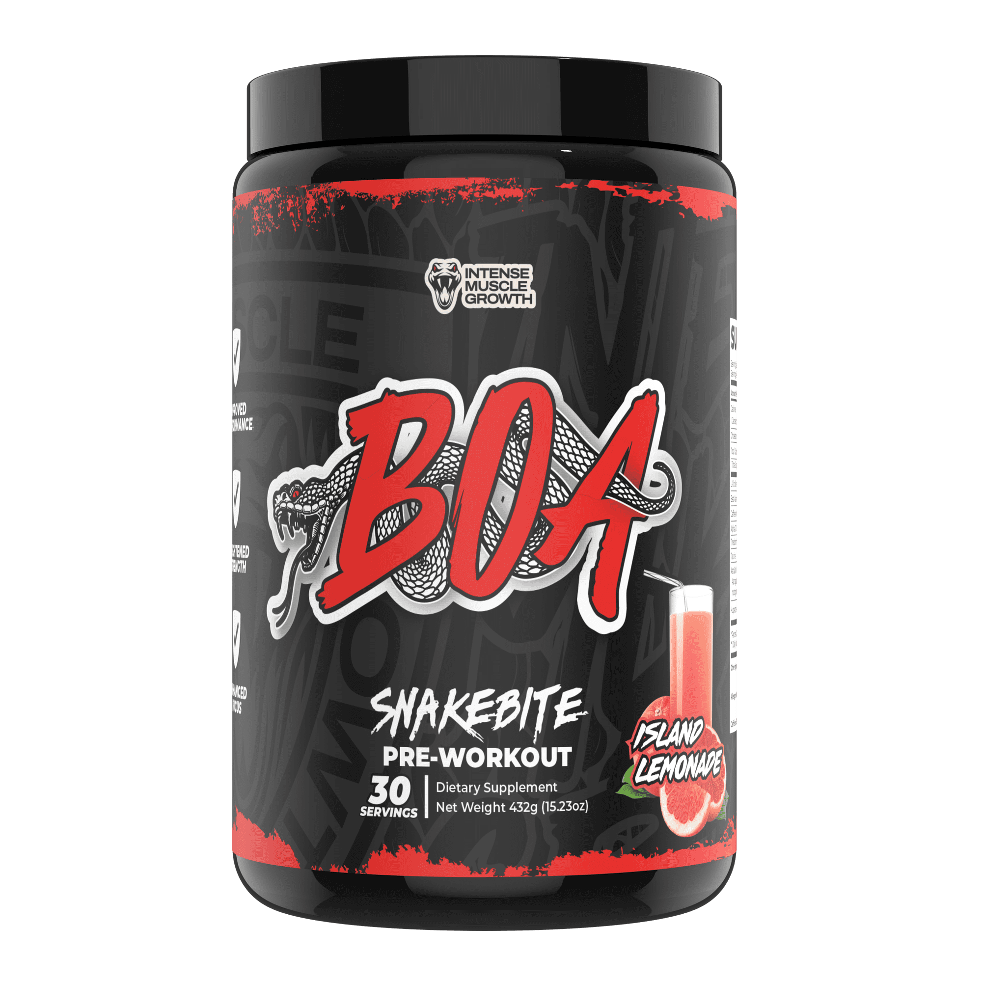 BOA Snakebite Pre-Workout Powder - Island Lemonade, 30 Servings