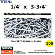 (Qty 100) Concrete Screws Silver 1/4" x 3 3/4  Phillips Flat Head for Anchoring to Masonry, Block or Brick Stucco Simpson Strong Tie