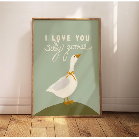Goose Print, Nursery Wall Art, Cute Animal For Room, Baby Shower For Boy Or Girl Home Decor #2758, Unframed Poster Size 8x12