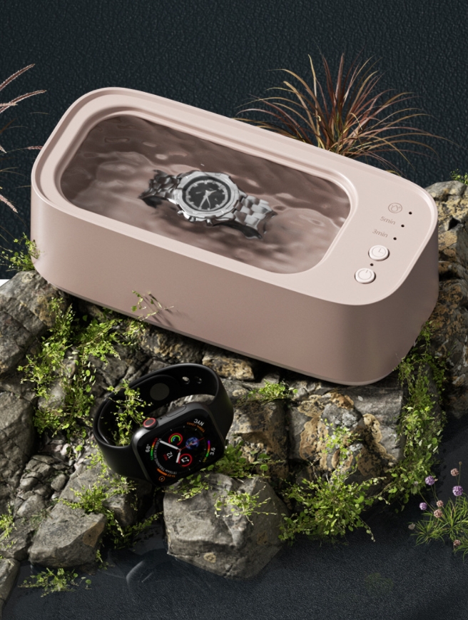 Professional Ultrasonic Jewelry Cleaner - 45kHz, 440ML Portable Household Ultrasound Cleaning Machine for Eyeglasses, Watches, Dentures, Shaver Heads