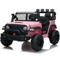 thumbnail image 4 of Funride 24 Volt Ride on Truck 2 Seater, 4WD Power Truck Wheels, Toy Gift with Remote, 800W Moter, Bluetooth Music, Spring Suspension, Pink, 4 of 9