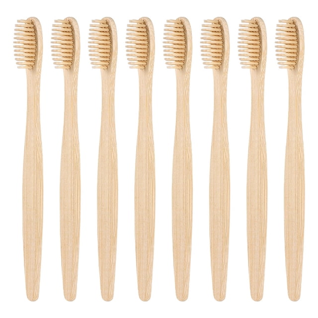 SUPVOX 8PCS Bamboo Toothbrush Natural Wooden Eco-Friendly Toothbrush with Bristles
