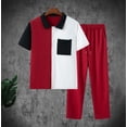 thumbnail image 3 of MHOSTAFH Men 2 Piece Summer Sets Short Sleeve Button Down Shirt and Long Pant Set Spring Casual Tracksuit for Men, 3 of 9