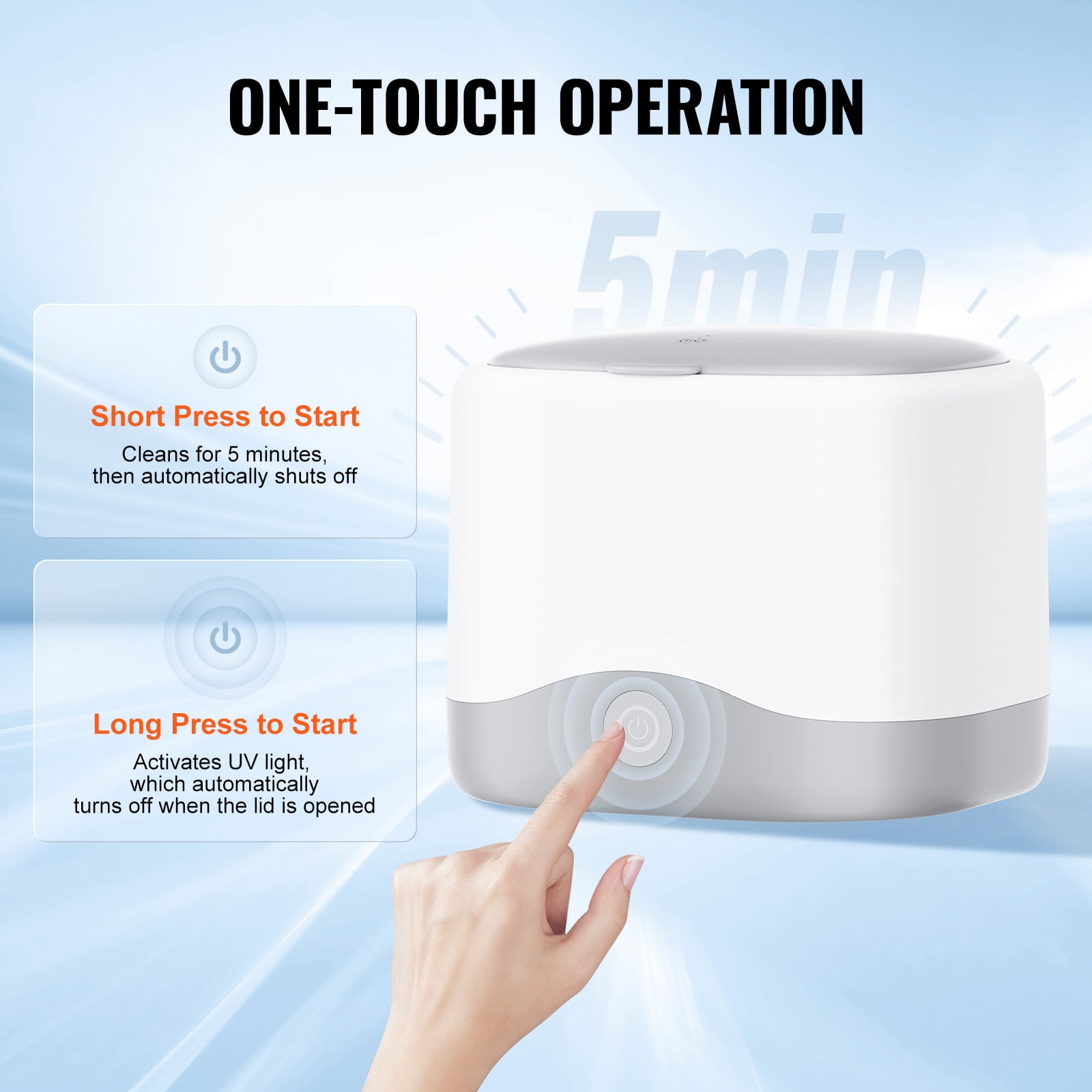 KFFKFF Sonic Wash Device, 200ML Capacity for Dental Care, UV Sanitization, 30W Power for Cleaning Dentures, Aligners, Braces, Mouthpieces, Toothbrush and Shaver Attachments, Jewelry