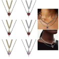 thumbnail image 2 of Heart Daggers Necklace With Intricate Rhinestones Accent Trendy Heart Daggers Necklace Charm for Modern Fashionistas, 2 of 5