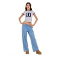 thumbnail image 3 of Forever 21 Women’s Wide Leg Lightweight Denim Pants with Adjustable Drawstring Waist, Side Pockets and Relaxed Casual Fit for Everyday Wear, XS-XL, 3 of 6