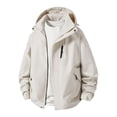 thumbnail image 2 of QATAINLAV Mens Zip up Hooded Jackets Long Sleeve Lightweight Windbreaker Waterproof Coats Trendy Fall Rain Jacket with Pockets Beige,L, 2 of 8