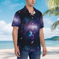 thumbnail image 3 of Fuzoiu Planets Stars And Galaxies1 Print Hawaiian Shirt for Men, Summer Beach Casual Short Sleeve Button Down Shirts, Men’s Beach Summer Shirts with Pocket,, 3 of 7