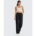 thumbnail image 4 of G4Free Fleece Lined Pants Women Drawstring Waist Wide Leg Pants Winter Cotton Lounge Sweatpants with Pockets 29''/31''/33'', 4 of 7