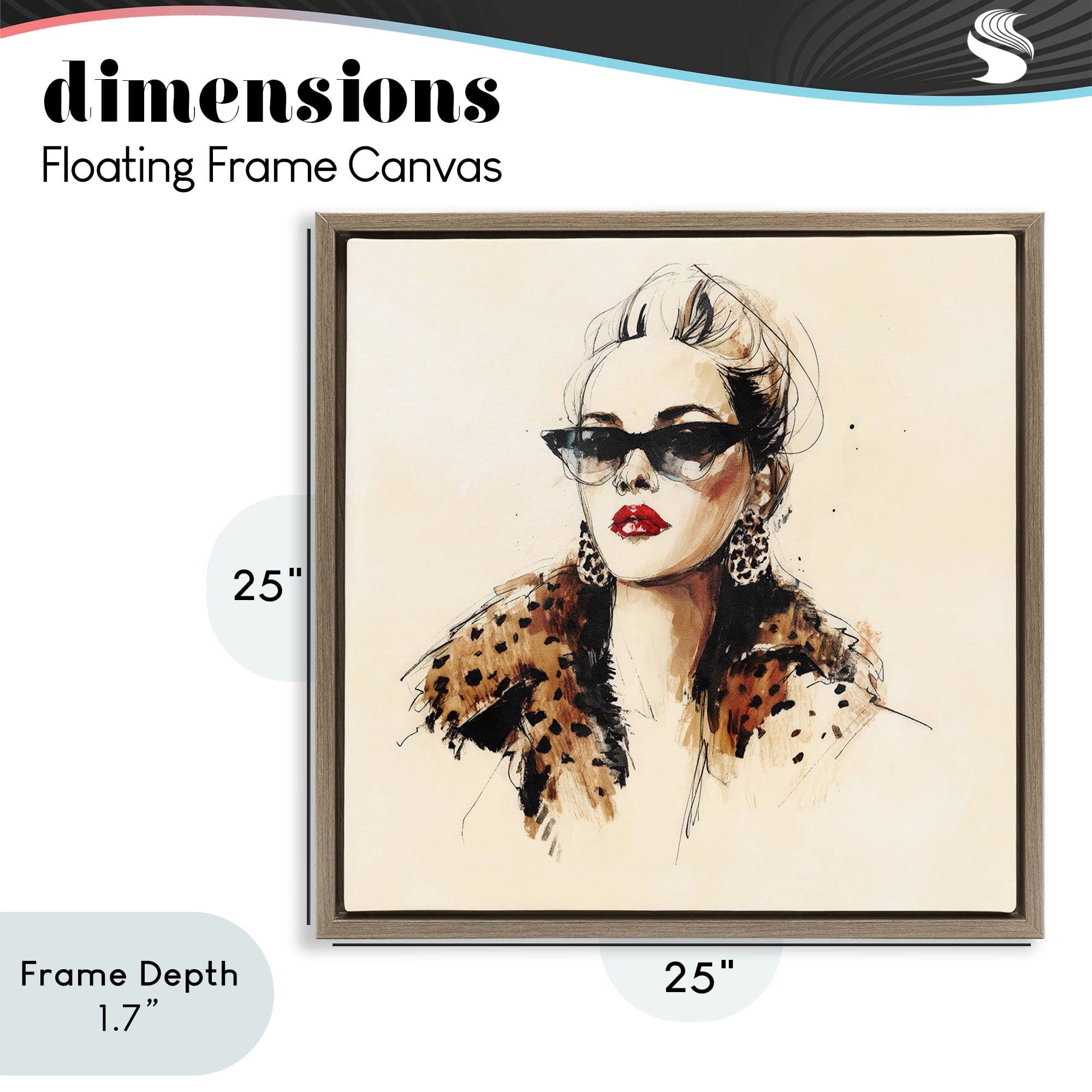 Stupell Industries Glam Leopard Sonata Portrait Brown Framed Floater Canvas Wall Art, design by Svetlana Aleynikova