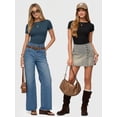thumbnail image 5 of MOYIKO Womens T Shirts Short Sleeve Boat Neck Slim Fit Tee Basic Summer Tops, 5 of 7
