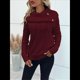 thumbnail image 5 of Suéter de Mujer con Cuello Alto y Mangas Raglán de Punto Rojo Vino S, 5 of 10