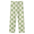 thumbnail image 4 of Sage Green Checkerboard Pattern Background Winter Female Pants Flannel High Waist Women Pants Lady Warm Straight Leg Plush Trousers, 4 of 7