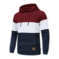 thumbnail image 2 of Tyhengta Men's Hoodies Pullover Plaid Jacquard Hoodie Long Sleeve Casual Drawstring Sweatshirts with Pocket Winered/White/Navyblue XL, 2 of 8