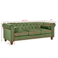 thumbnail image 7 of Large Tufted Velvet Upholstered Sofa Couch, Vintage Modern Chesterfield Button Tufted 3-Seater Sofa Couch with Scroll Arms and Wood Legs, Mid Century Modern Comfy Couch for Bedroom,Green, 7 of 7