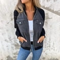 thumbnail image 2 of Harpily Women's Casual Shirt Women's Long Sleeve Denim Jacket Casual Zipper Color Block Denim Shirt Top, 2 of 5