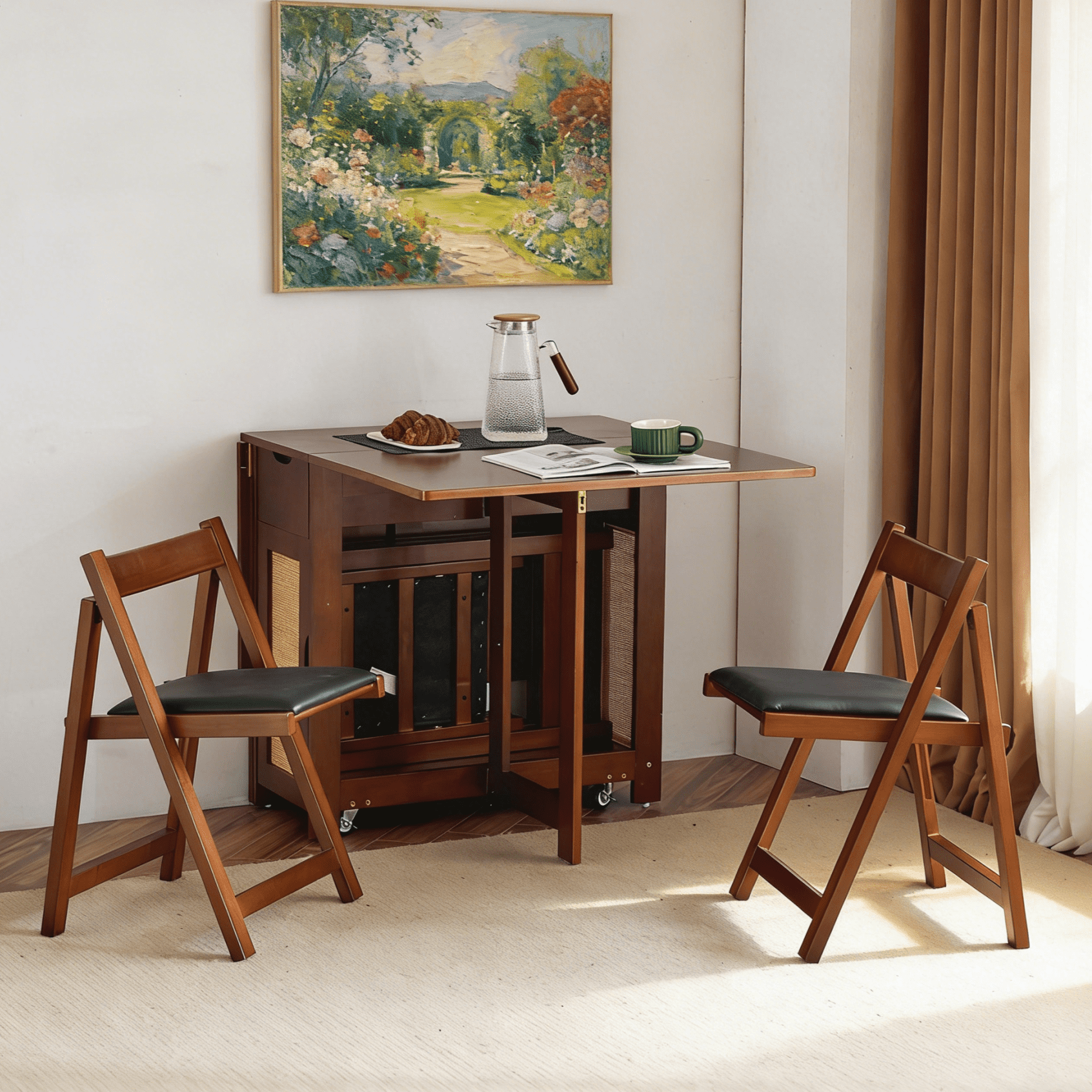 Ktaxon Mid-Century Dining Table Set for 4, Solid Wood Dining Set