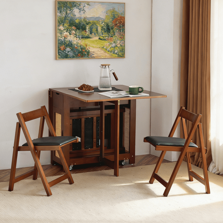 Ktaxon Mid-Century Dining Table Set for 4, Solid Wood Dining Set
