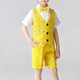 thumbnail image 5 of Conjuntos de solapa de manga corta CUHK Conjunto de pantalones cortos de manga corta para niños Conjunto de tres piezas con lentejuelas Traje de rendimiento para niños Chaqueta de traje Tops de poliés, 5 of 6