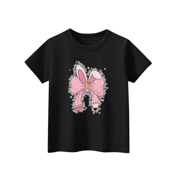 Taqqpue Girls Short Sleeve T Shirts Kids Summer Tops Crew Neck Butterfly Printed Casual Blouse Soft Comfy Tee Tops 2-14 Years