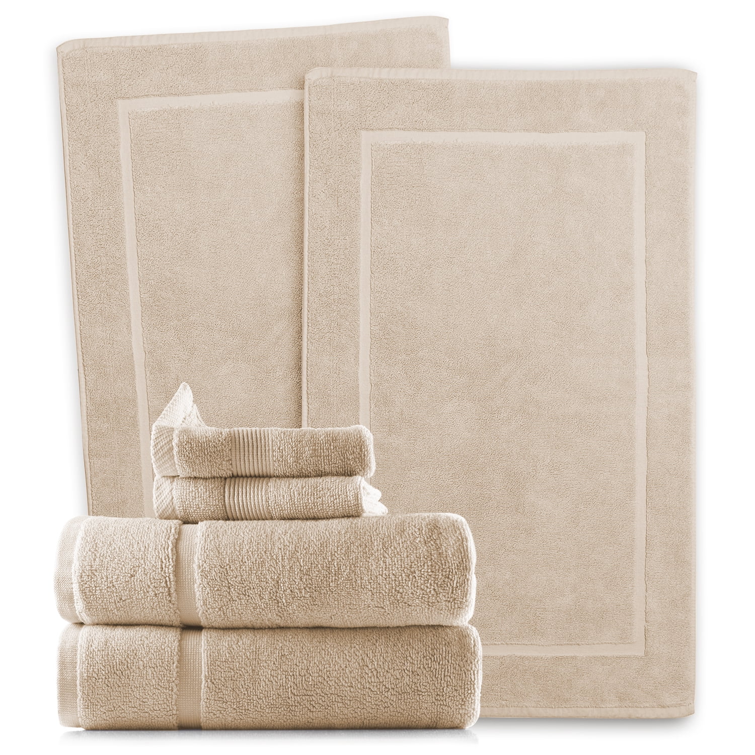 Clara Clark Bath Towels Set, 100% Cotton Luxury Softness 4 Pc Set, Cream