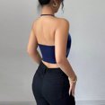 thumbnail image 5 of Lace Tops for Women Sparkly Deep V Neck Crop Tank Tops,Blue,L, 5 of 7