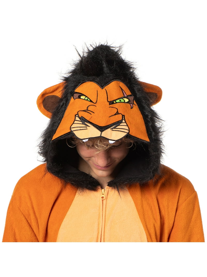 Disney The Lion King Scar Cozy Micro Fleece Villain Scar Costume Cosplay  Men's One Piece Pajama Hooded Union Suit, image size:800x1067