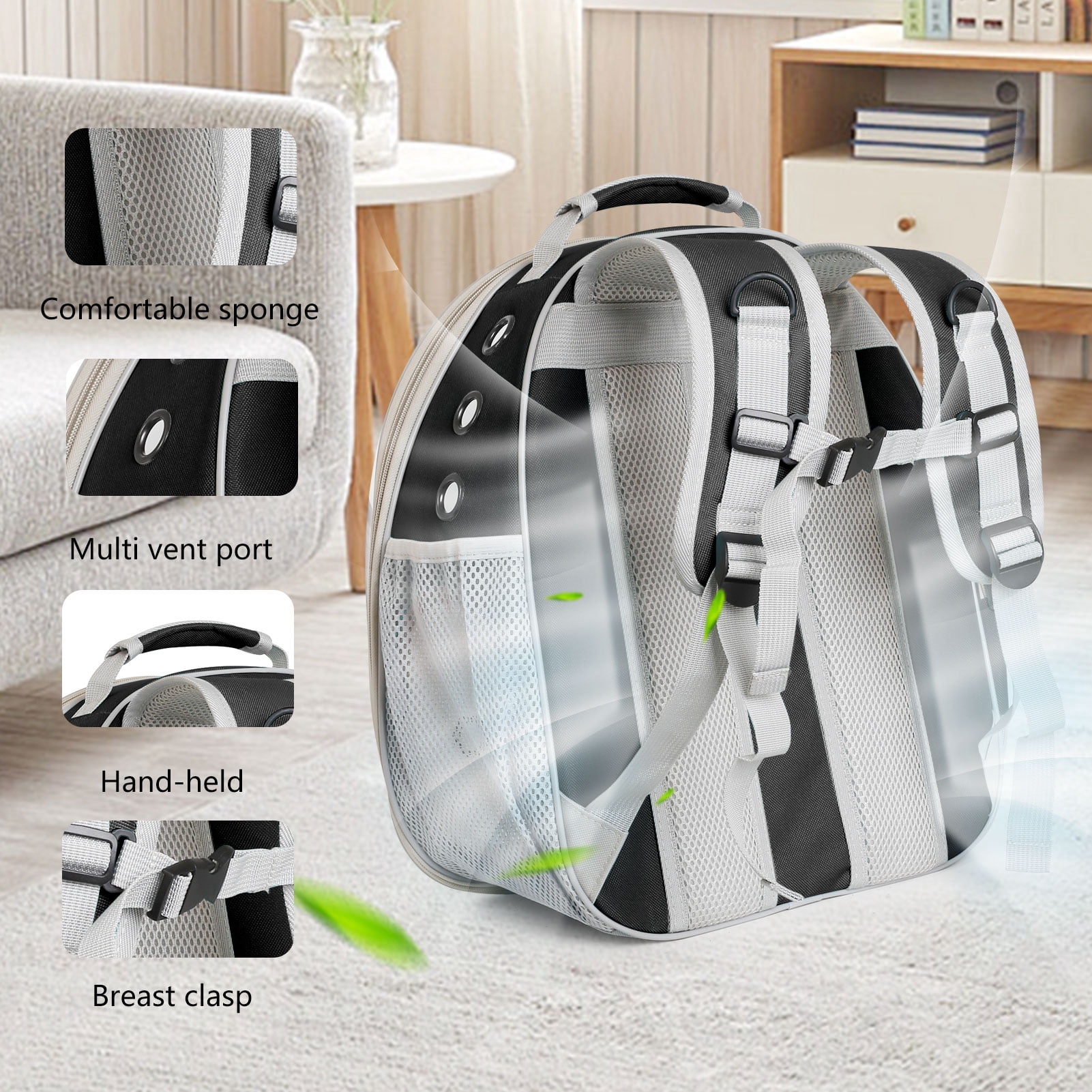 Pet Carrier Backpack for Cat Bunny Small Puppy, Clear Bubble Window and Dome with Extra Soft Pillow, 12 lb Limit