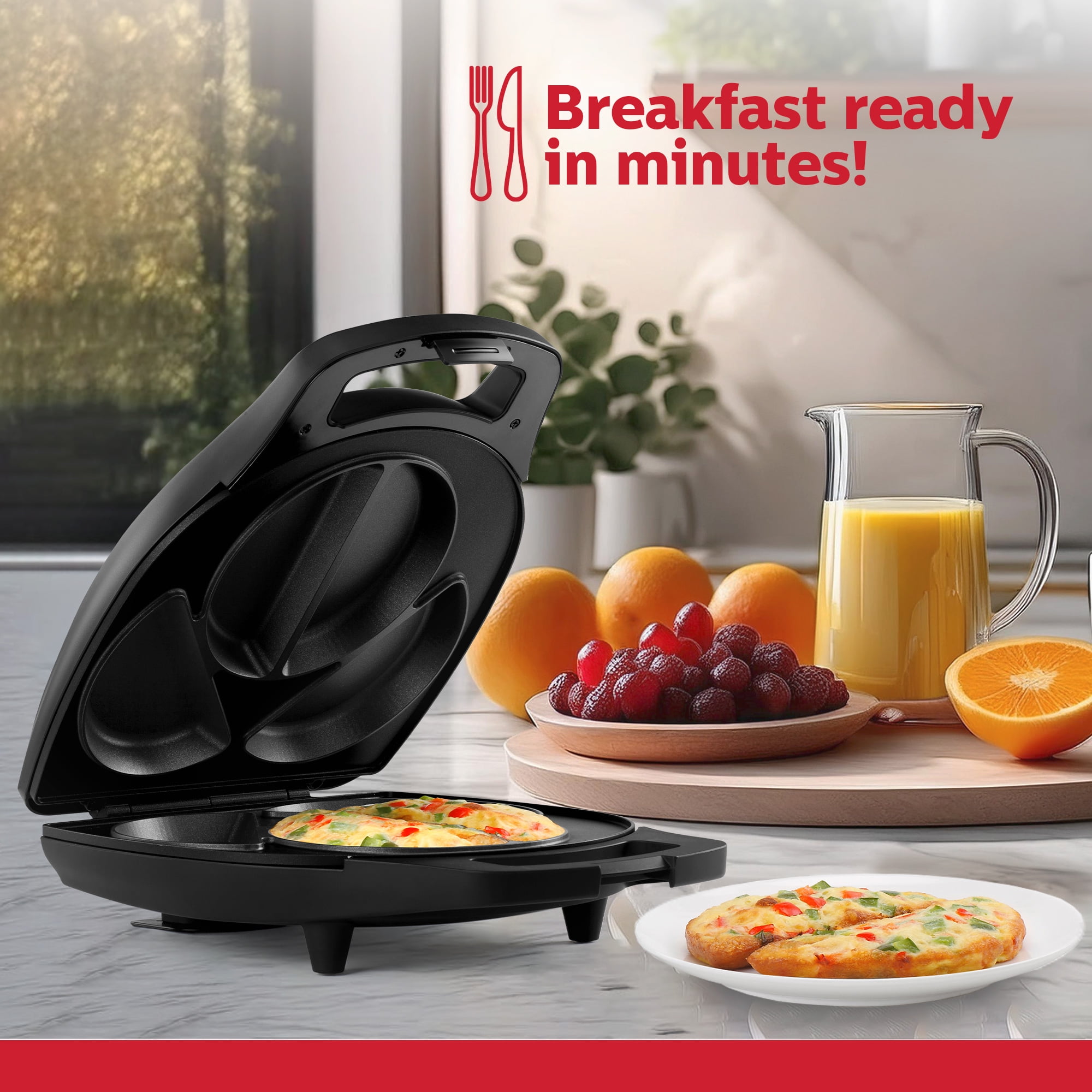 Holstein Housewares - Non-Stick 4 Section Omelet & Frittata Maker - Makes 4 Individual Portions Quick & Easy