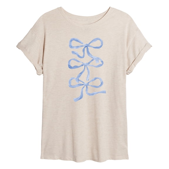 Instant Message - Blue Bows Oversized Graphic T-Shirt