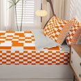 thumbnail image 5 of Manfei Modern Checkered Zipper Twin Comforter Sets with Fitted Sheet and 2 Pillowcases,Art Grid Zipper Bedding Set,Orange,Light Gray Reversible,4pcs, 5 of 8