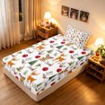 thumbnail image 4 of Manfei Christmas Moose Twin Sheets, Cartoon Winter Tree Bedding, White Tan, 3-Piece, 1 Flat Sheet, 1 Fitted Sheet and 1 Pillowcase, 4 of 6