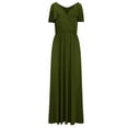 thumbnail image 4 of UPPADA Womens 2026 formal Evening Gowns Maxi Dress Cocktail Party V Neck Sleeveless Wedding Guest Long Elegant Dress Pleated Loose Dresses Army Green,XL, 4 of 5