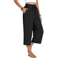 thumbnail image 6 of ANYJOIN Womens Capri Pants Loose High Waisted Wide Leg Lounge Pants Drawstring Casual Palazzo Pants Trousers with Pockets, 6 of 6
