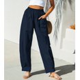thumbnail image 3 of CUPSHE Women Pants Patch Pocket Tapered Leg Elastic Waist Long Pant Casual Beach, 3 of 4