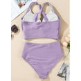thumbnail image 5 of Women's Textured Bikini Sets Twist Front Top Swimsuits High Waisted Bathing Suits, 5 of 5