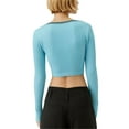 thumbnail image 5 of Argulvti Women Long Sleeve Shirt Casual Contrast Color Ribbed Pullover Crop Tops Streetwear Clubwear, 5 of 6