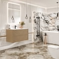 thumbnail image 3 of Eviva Lotus 30"W x 19"D Oak Wallmount Bathroom Vanity with White Solid Surface Integrated Sink Top, 3 of 8